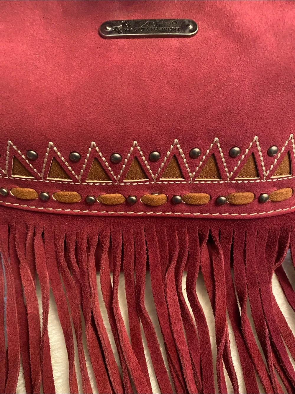 Bohemian Fringe Montana West Crossbody Bucket Bag - Red